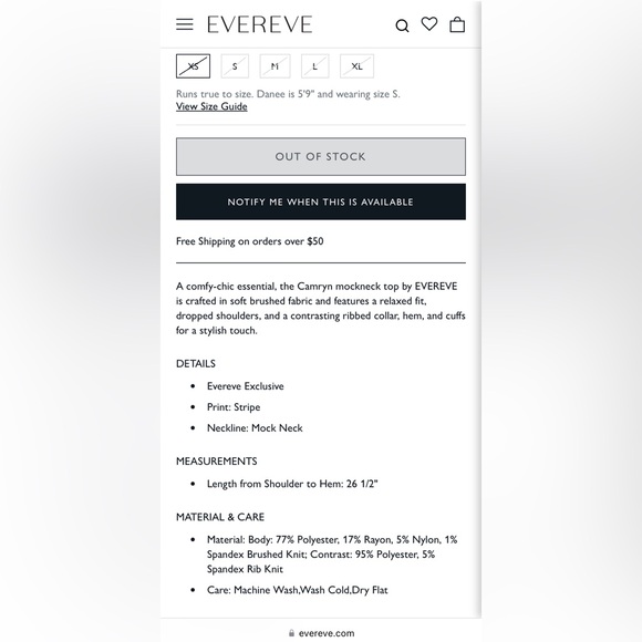 Evereve Black and White Striped Mock Neck Soft Brushed Fabric Top Size L - Picture 8 of 16